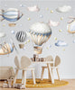 Watercolor Hot Air Balloon Wall Decal Set