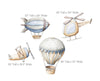 Watercolor Hot Air Balloon Wall Decal Set
