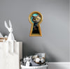 Wonderland Cat Keyhole Fabric Wall Decal - Smiling Cat Wall Sticker - Whimsical Wall Decor - Peel and Stick - Removable - Repositionable
