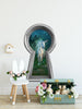 3d Keyhole Fabric Wall Decal - Unicorn In Enchanted Dark Forest - 3D Keyhole Wall Sticker - Wonderland Decal - Removable