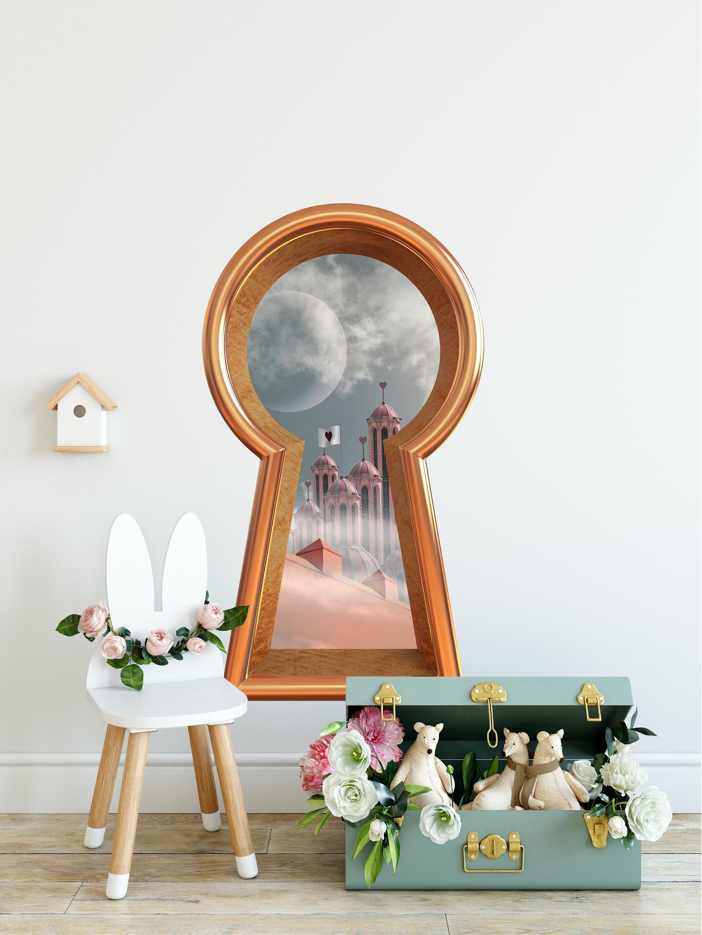 3d Keyhole Fabric Wall Decal - Queen of Hearts Palace - 3D Keyhole Wall Sticker - Wonderland Decal - Removable