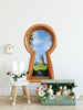 3d Keyhole Fabric Wall Decal - Princess Castle View From Forest - 3D Keyhole Wall Sticker - Enchanted Wonderland - Removable