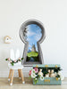 3d Keyhole Fabric Wall Decal - Princess Castle View From Forest - 3D Keyhole Wall Sticker - Enchanted Wonderland - Removable