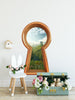 3d Keyhole Fabric Wall Decal - Castle By The Sea Cliff - 3D Keyhole Wall Sticker - Wonderland Decal - Removable