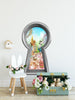 Wonderland 3d Keyhole Fabric Wall Decal - Mad Hatter's Tea Party - 3D Keyhole Wall Sticker - Wonderland Decal - Removable