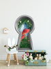 Wonderland 3d Keyhole Fabric Wall Decal - Enchanted Lantern Mushroom Forest - 3D Keyhole Wall Sticker - Removable