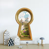 3D Keyhole Fabric Wall Decal - Fairytale Castle Waterfall Mountain - Removable Fabric Wall Sticker - 3d Keyhole Wall Sticker