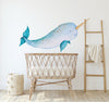 Baby Narwhal Fabric Wall Decal, Whale Wall Decal, Ocean Sea Animal, Removable Wall Sticker Peel and Stick Nursery Playroom Baby Room Decor