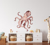 Octopus Fabric Wall Decal | Ocean Nursery Decor | Sea Life Nursery Wall Decal | Underwater Deep Sea Animal | Removable Fabric Decal