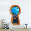 3d Keyhole Fabric Wall Decal - King Neptune's Trident - Fantasy 3D Hole Wall Sticker - Removable & Repositionable