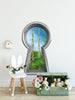 3d Keyhole Fabric Wall Decal - Enchanted Garden Swing - Fantasy 3D Hole Wall Sticker - Removable & Repositionable