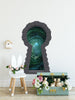 Wonderland 3d Stone Keyhole Fabric Wall Decal - Down The Rabbit Hole #2 - 3D Brick Keyhole Wall Sticker - Wonderland Party - Removable