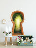 3d Keyhole Fabric Wall Decal - Path To Secret Garden - 3D Keyhole Wall Sticker - Wonderland Decal - Removable & Repositionable