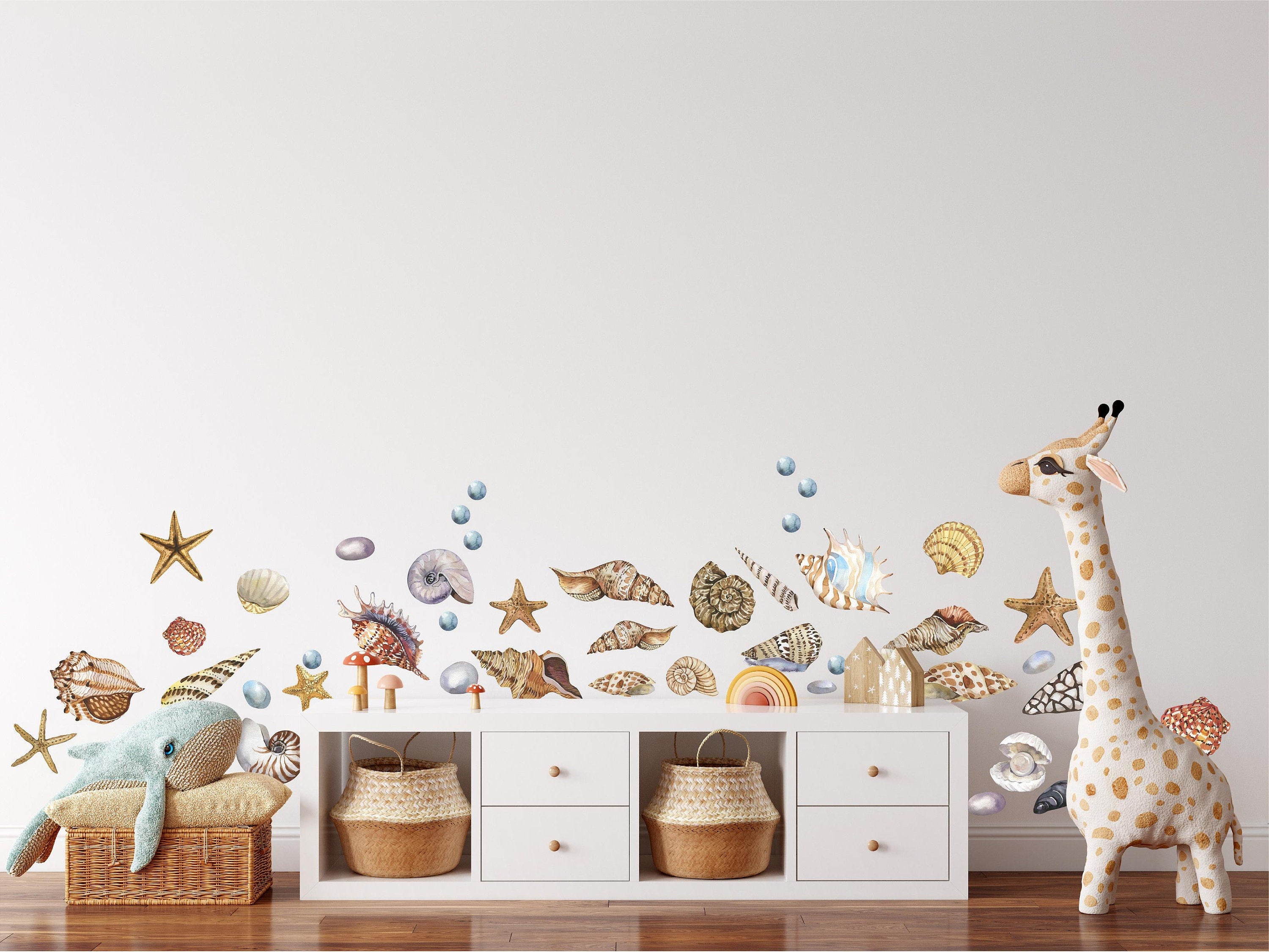 Beach Seashells Wall Decal Set Nautical Ocean Sea Shells Starfish Wall Sticker