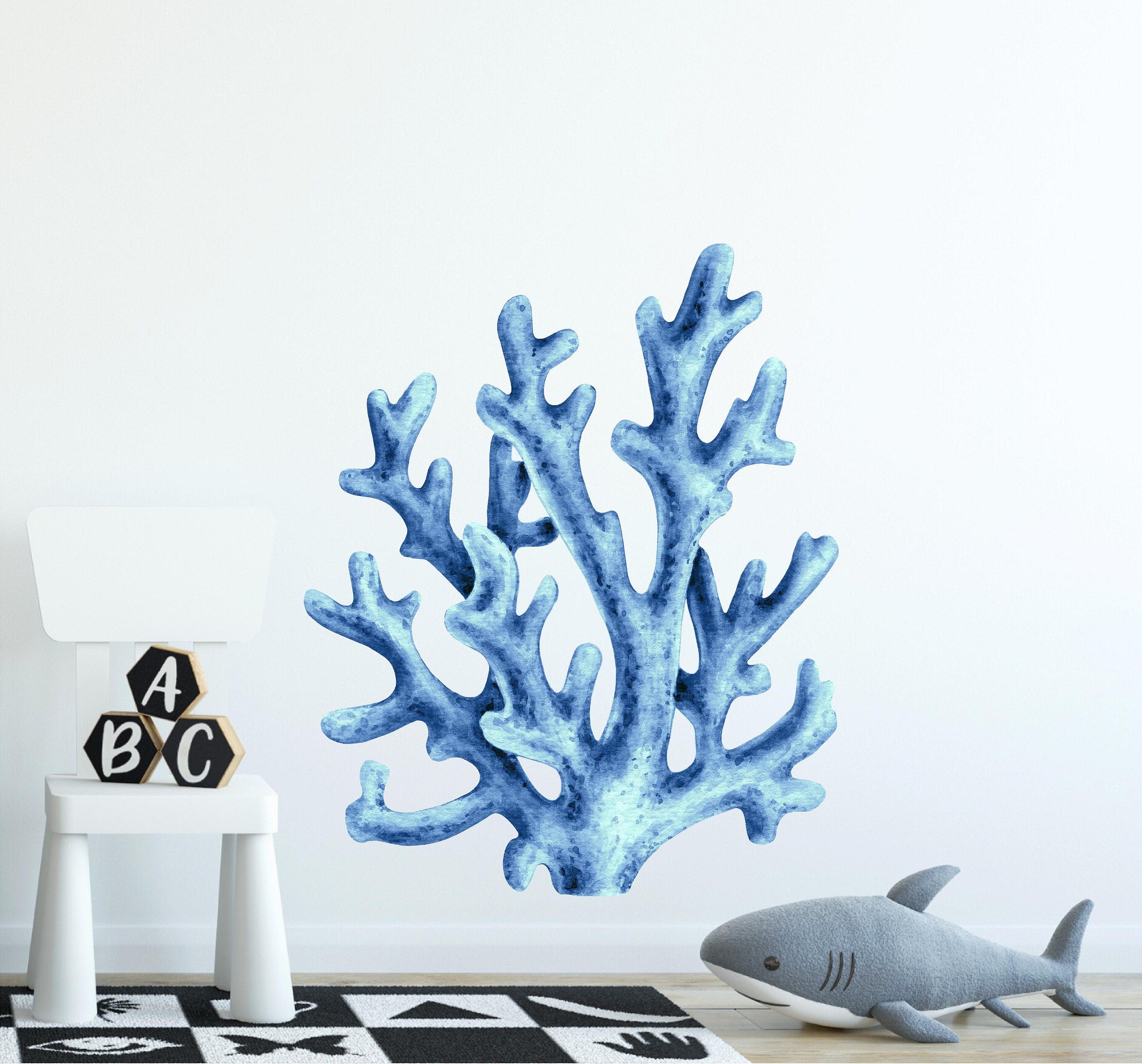 Baby Blue Coral Wall Decal Ocean Sea Coral Reef Removable Fabric Wall Sticker