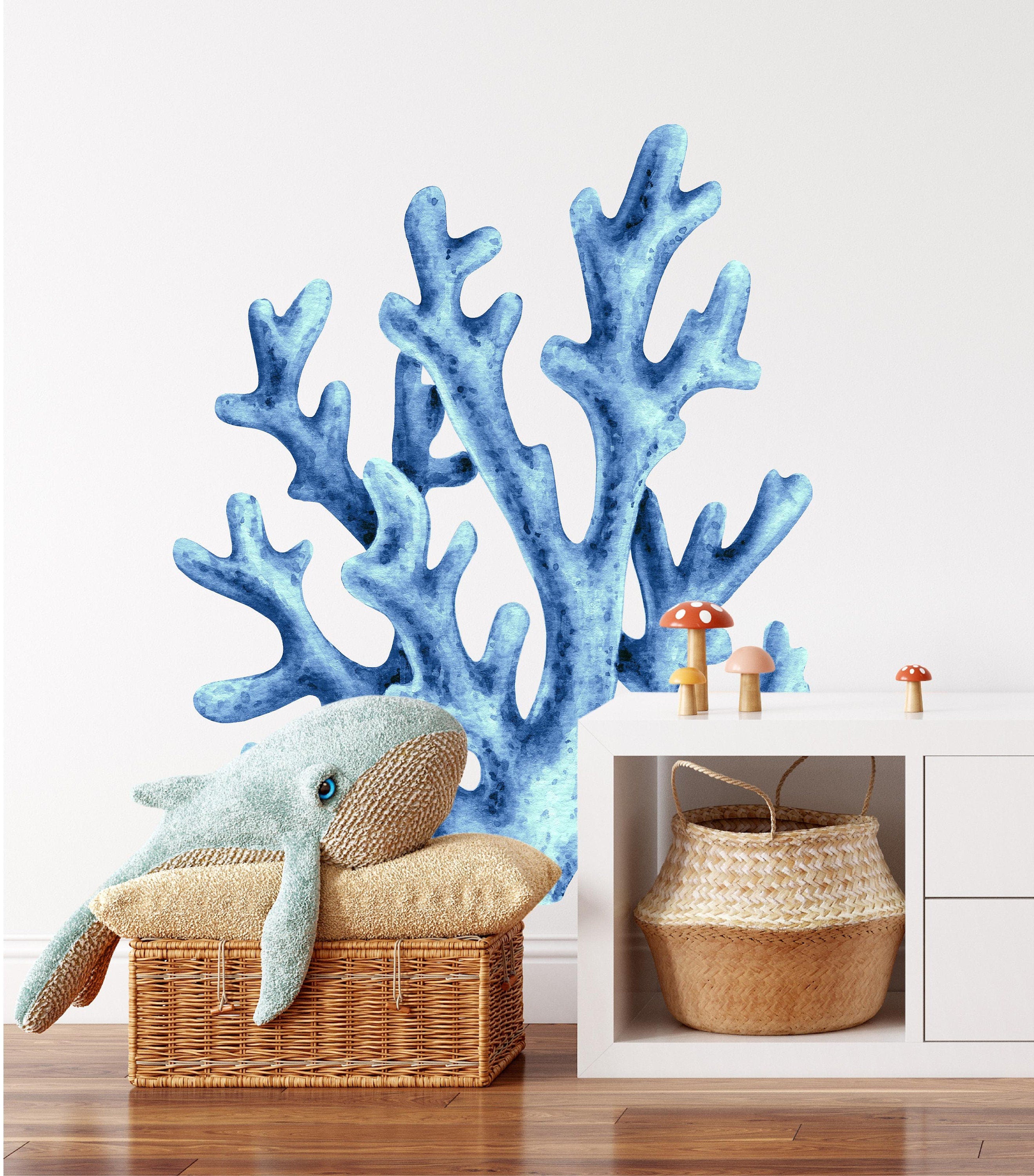 Baby Blue Coral Wall Decal Ocean Sea Coral Reef Removable Fabric Wall Sticker