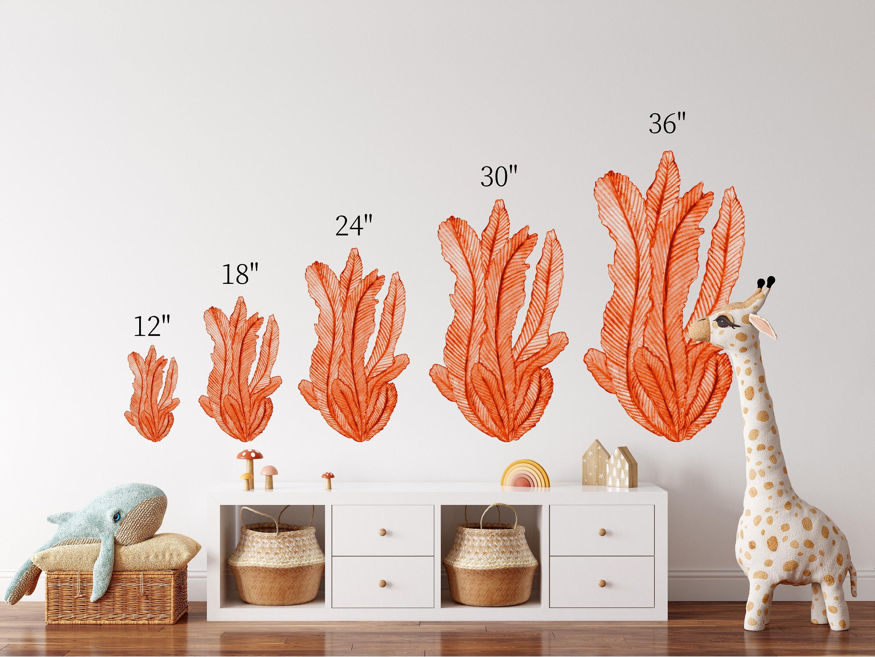 Orange Seaweed #1 Wall Decal Ocean Sea Life Removable Fabric Wall Sticker