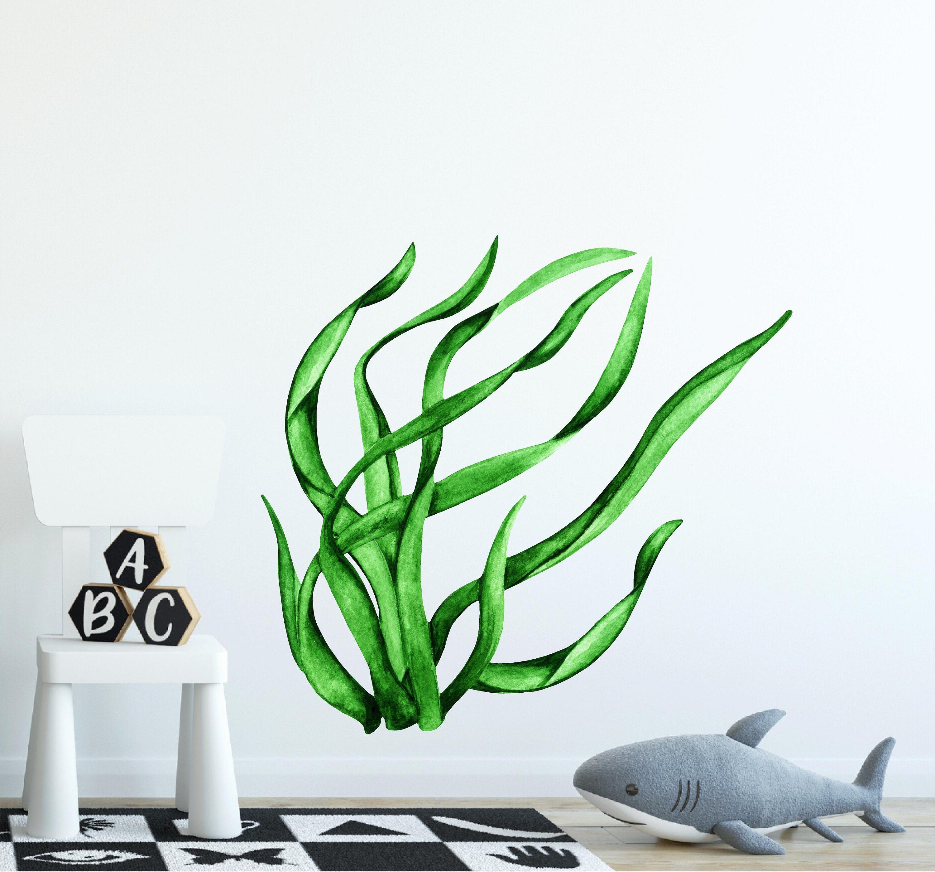 Green Seaweed #7 Wall Decal Deep Sea Ocean Algae Removable Fabric Wall Art Sticker