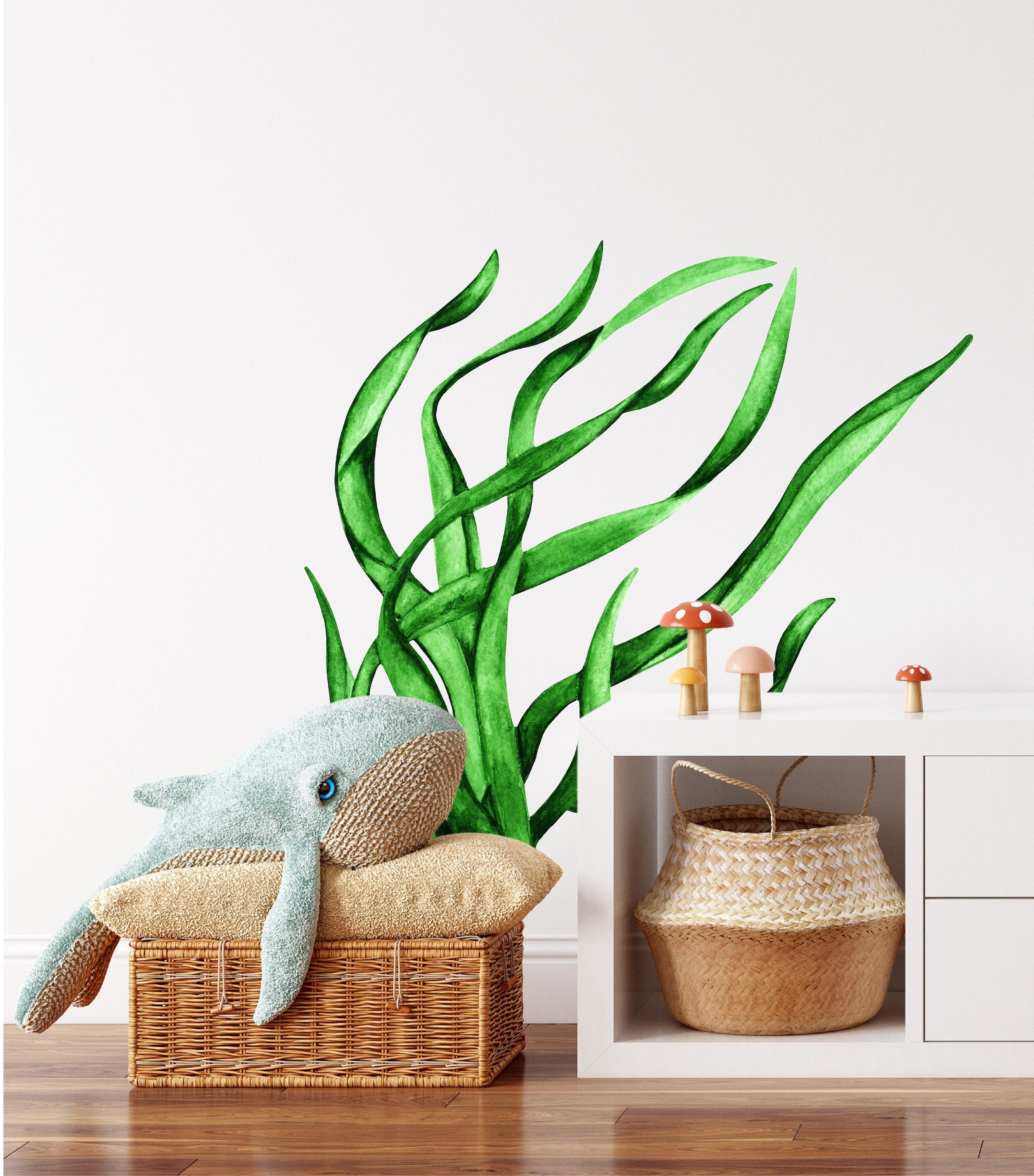 Green Seaweed #7 Wall Decal Deep Sea Ocean Algae Removable Fabric Wall Art Sticker