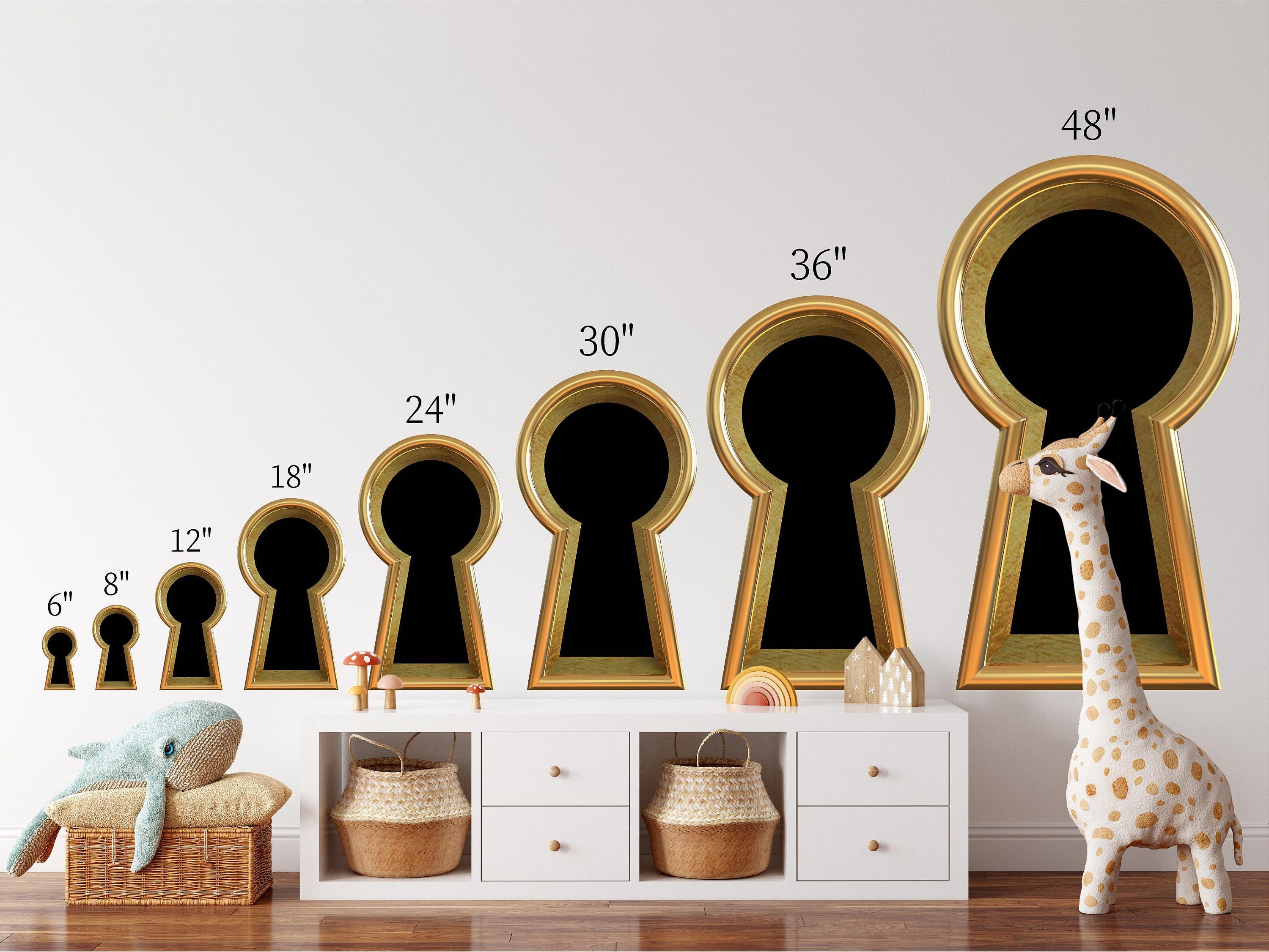 3d Keyhole Fabric Wall Decal - Sword In the Stone - 3D Keyhole Wall Sticker - Fairytale Portal Wall Art - Removable & Repositionable