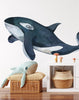 Whimsical Orca Killer Whale Wall Decal Sticker Removable | Whale Nursery Decor | Repositionable Fabric Decal | Peel and Stick