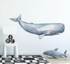 Whimsical Sperm Whale Wall Decal Sticker Removable | Ocean Sea Whale Nursery Decor | Repositionable Fabric Decal | Peel and Stick
