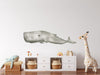 Whimsical Sperm Whale Wall Decal - Ocean Sea Fabric Wall Decals - Removable Nursery Sticker for Baby Room Decor