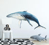 Whimsical Humpback Whale Wall Decal Sticker Removable | Ocean Sea Whale Nursery Decor | Repositionable Fabric Decal | Peel and Stick