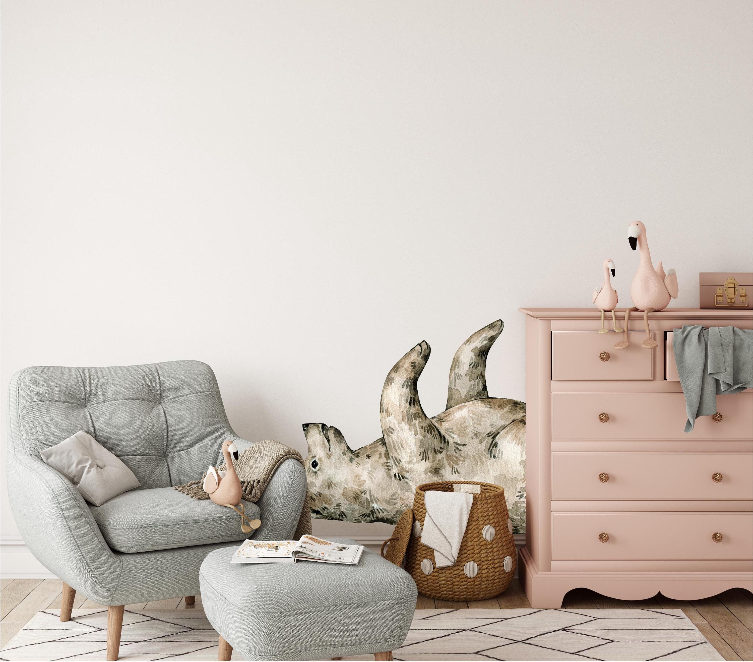 Whimsical Bear Cub Wall Decal Woodland Forest Animal Wildlife Baby Bear Rolling Over Removable Peel and Stick Fabric Nursery Decor