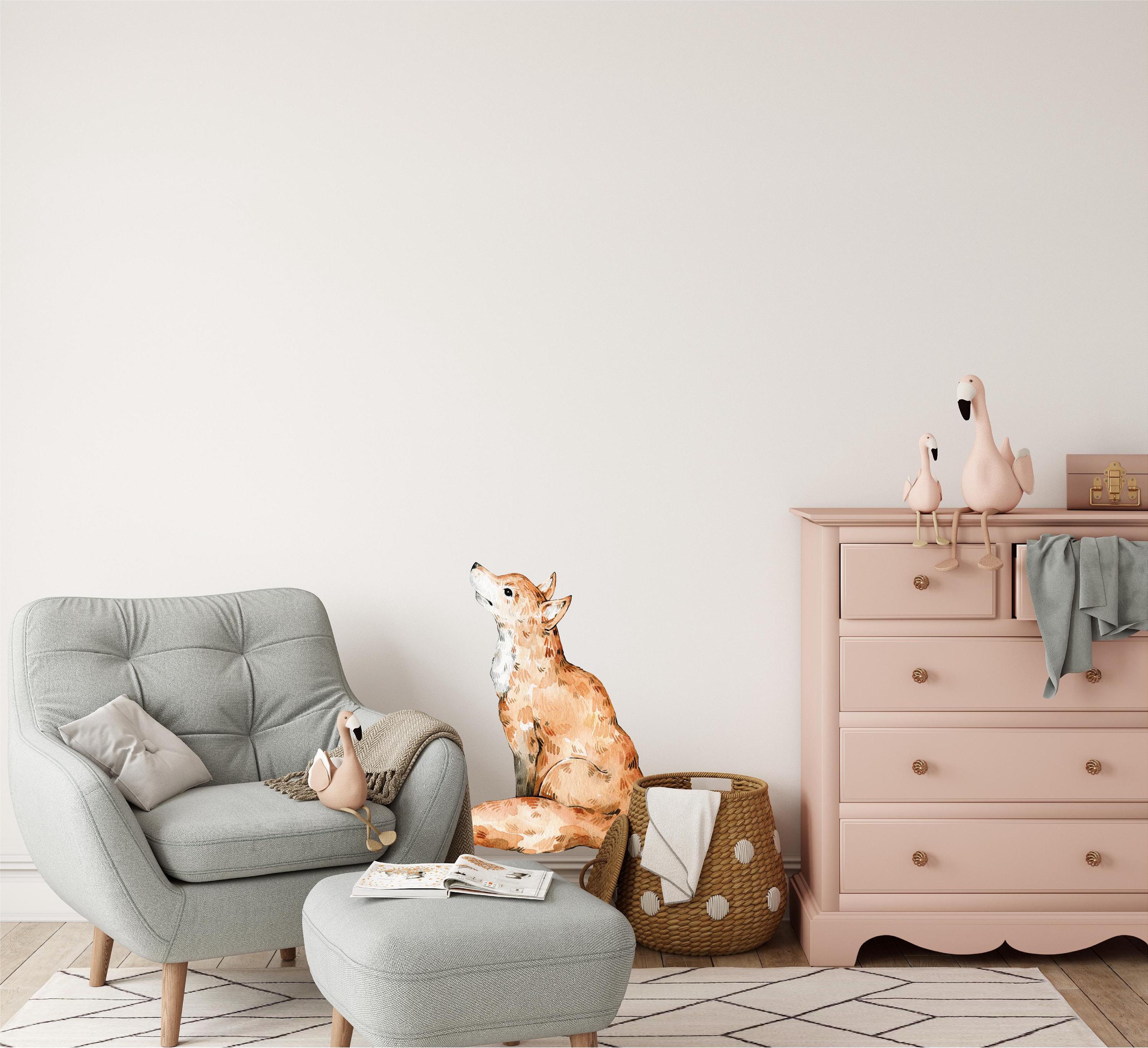 Whimsical Fox Wall Decal Woodland Forest Animal Wildlife Removable Peel and Stick Fabric Nursery Decor