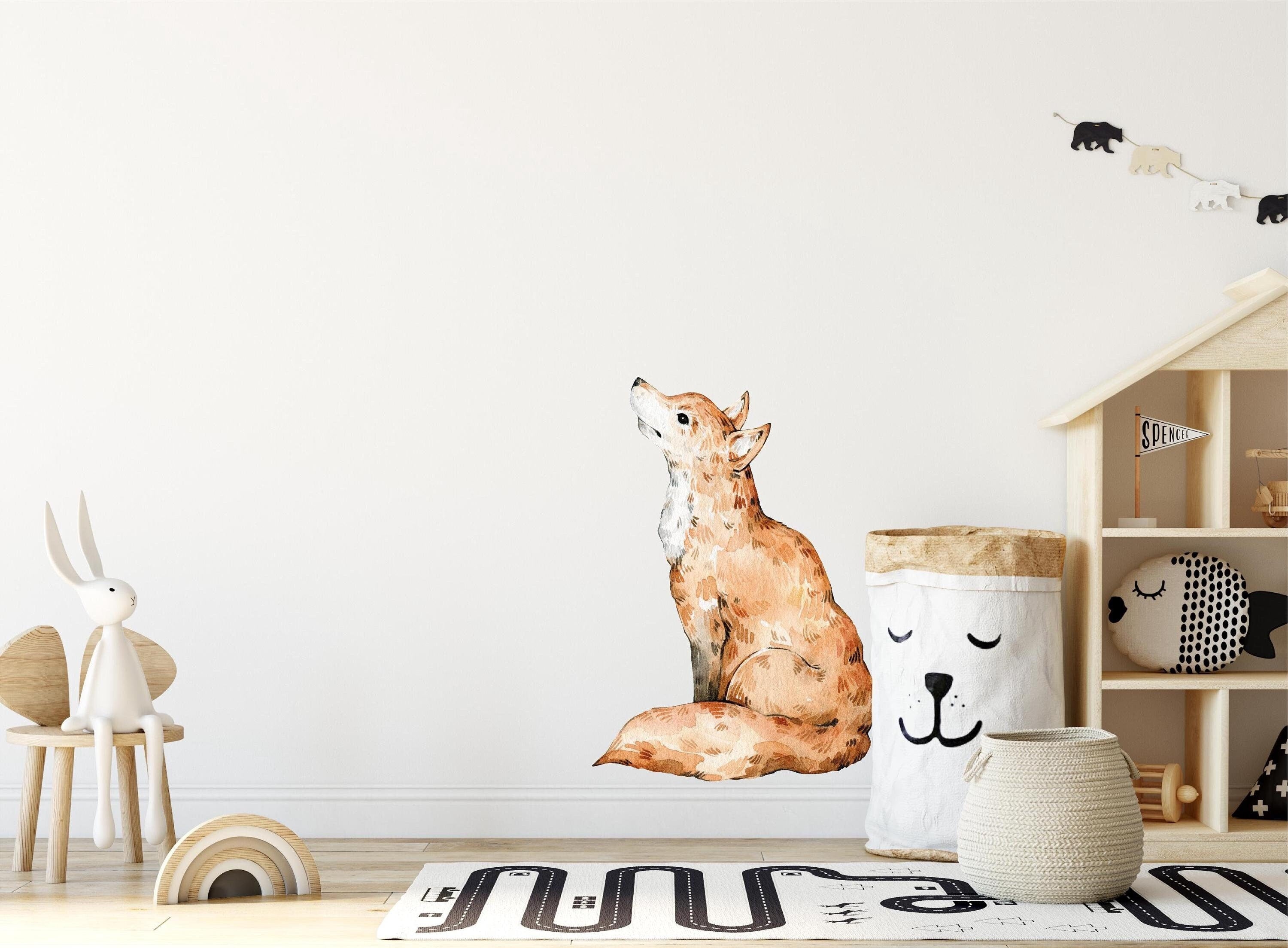 Whimsical Fox Wall Decal Woodland Forest Animal Wildlife Removable Peel and Stick Fabric Nursery Decor