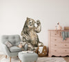 Whimsical Brown Bear Wall Decal Woodland Forest Animal Wildlife Bear Removable Peel and Stick Fabric Nursery Decor
