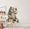 Whimsical Brown Bear Wall Decal Woodland Forest Animal Wildlife Bear Removable Peel and Stick Fabric Nursery Decor