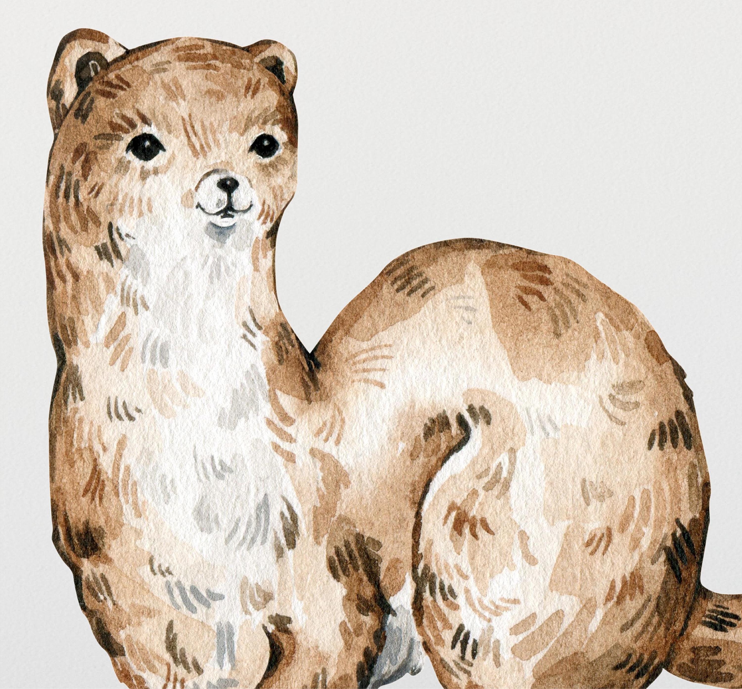 Whimsical Weasel Forest Animal Wall Decal Woodland Wildlife Removable Peel and Stick Fabric Nursery Decor