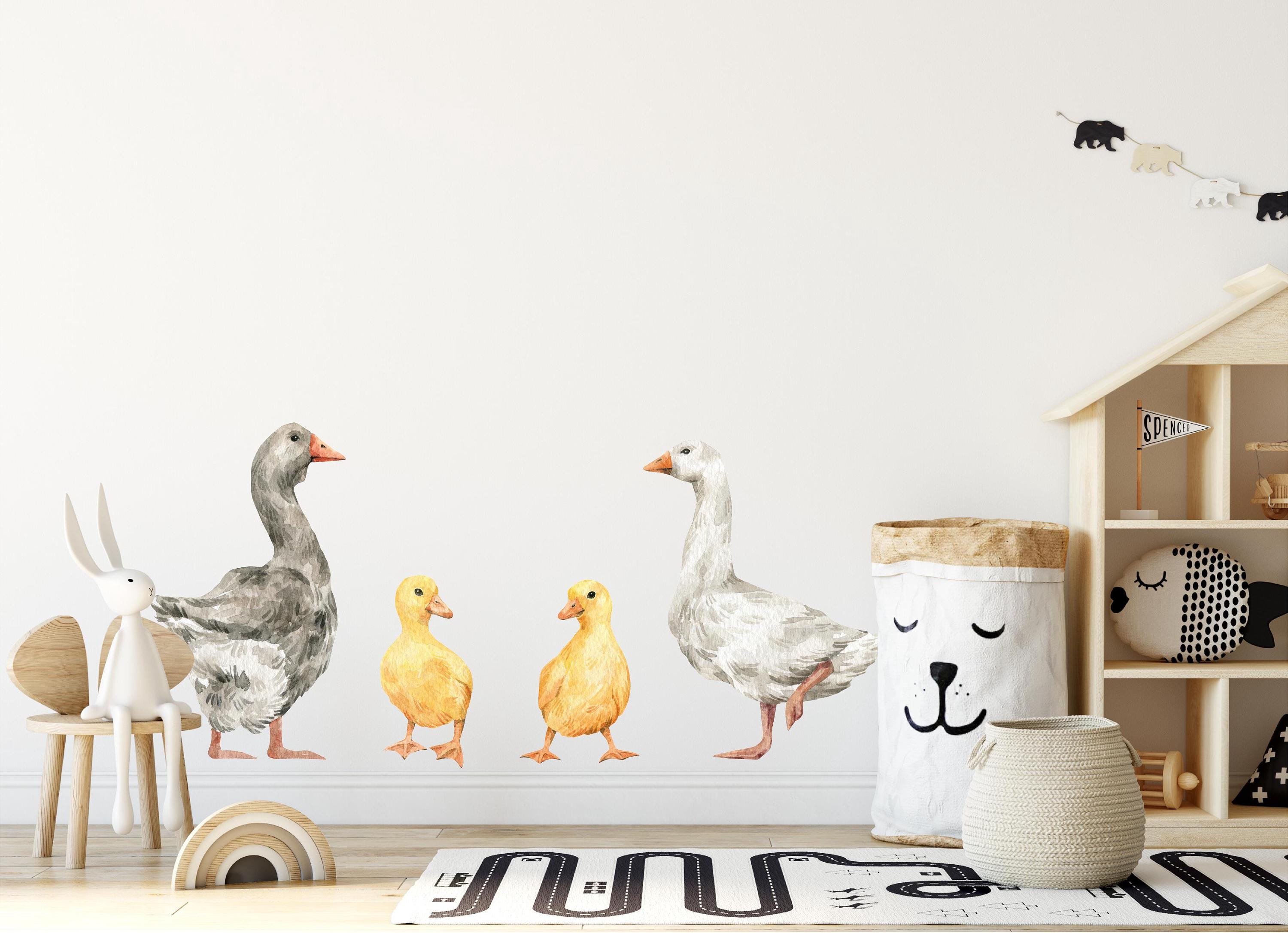 Goose and Ducks Wall Decal, Farm Birds, Farm Animals, Whimsical Farm, Removable, Peel and Stick Fabric Wall Sticker, Nursery Decor, Set of 4