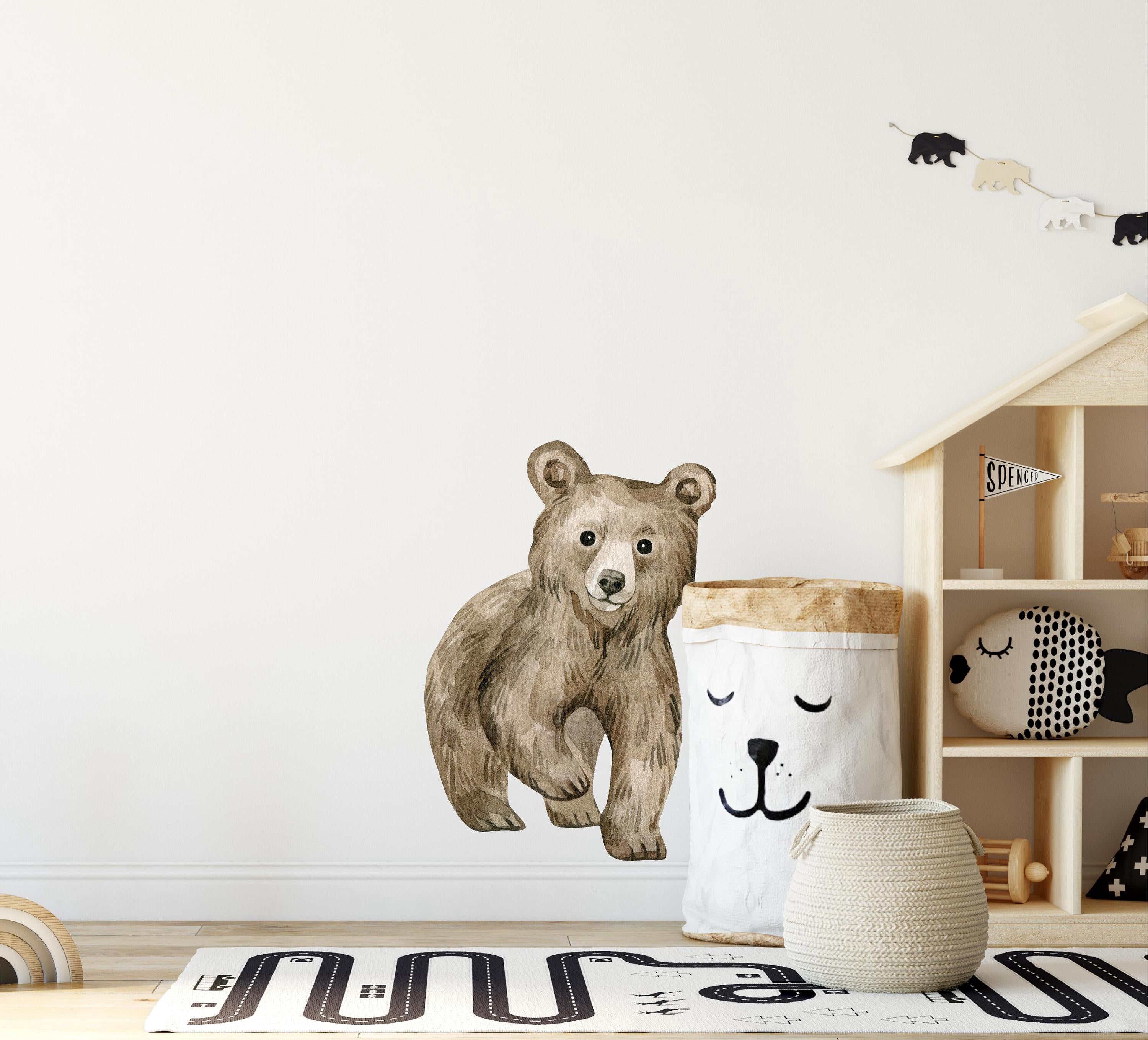 Baby Bear Cub Wall Decal Woodland Forest Animal Wildlife Baby Bear Removable Peel and Stick Fabric Nursery Decor