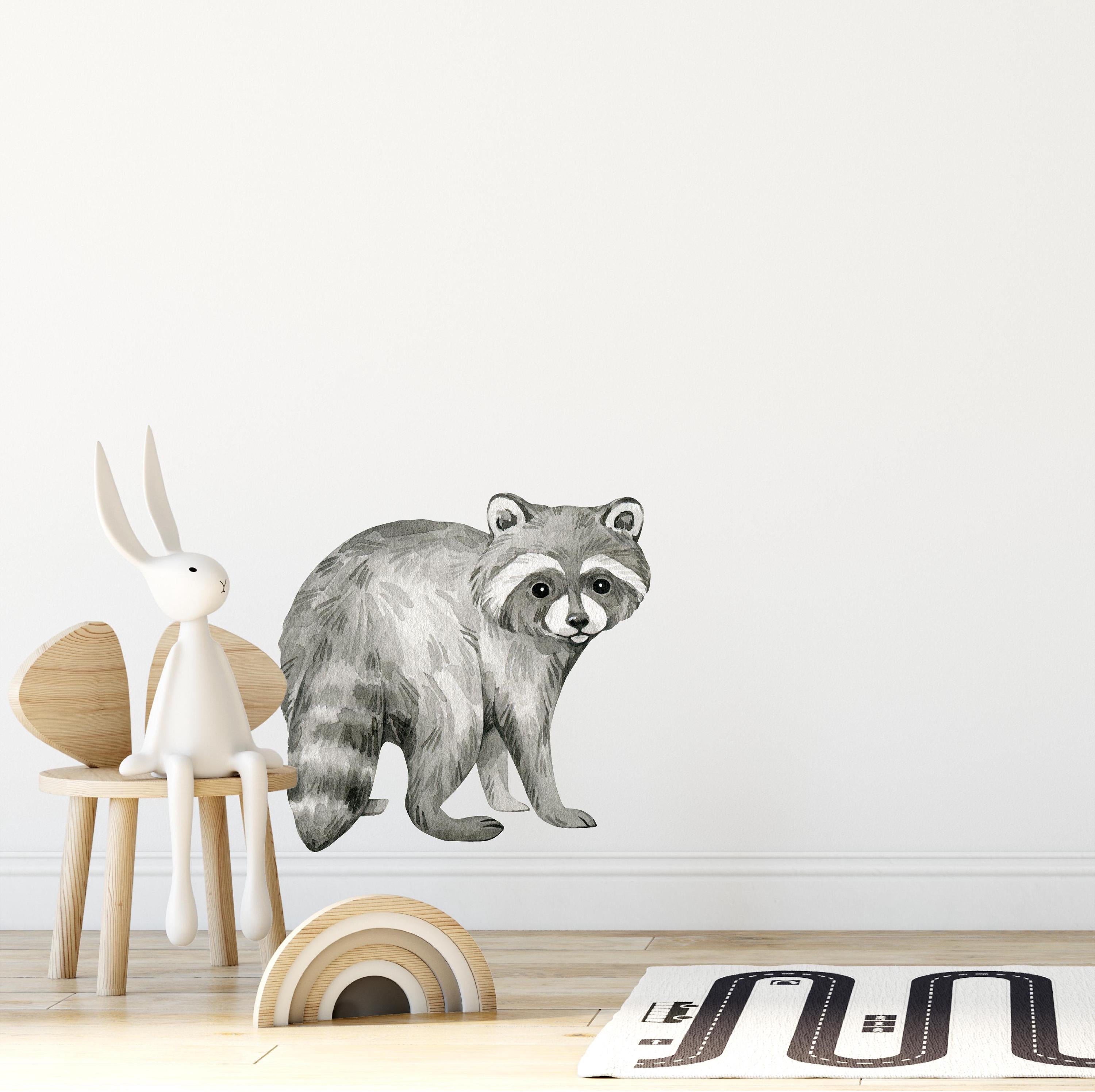 Whimsical Raccoon Wall Decal Woodland Forest Animal Wildlife Removable Peel and Stick Fabric Nursery Decor