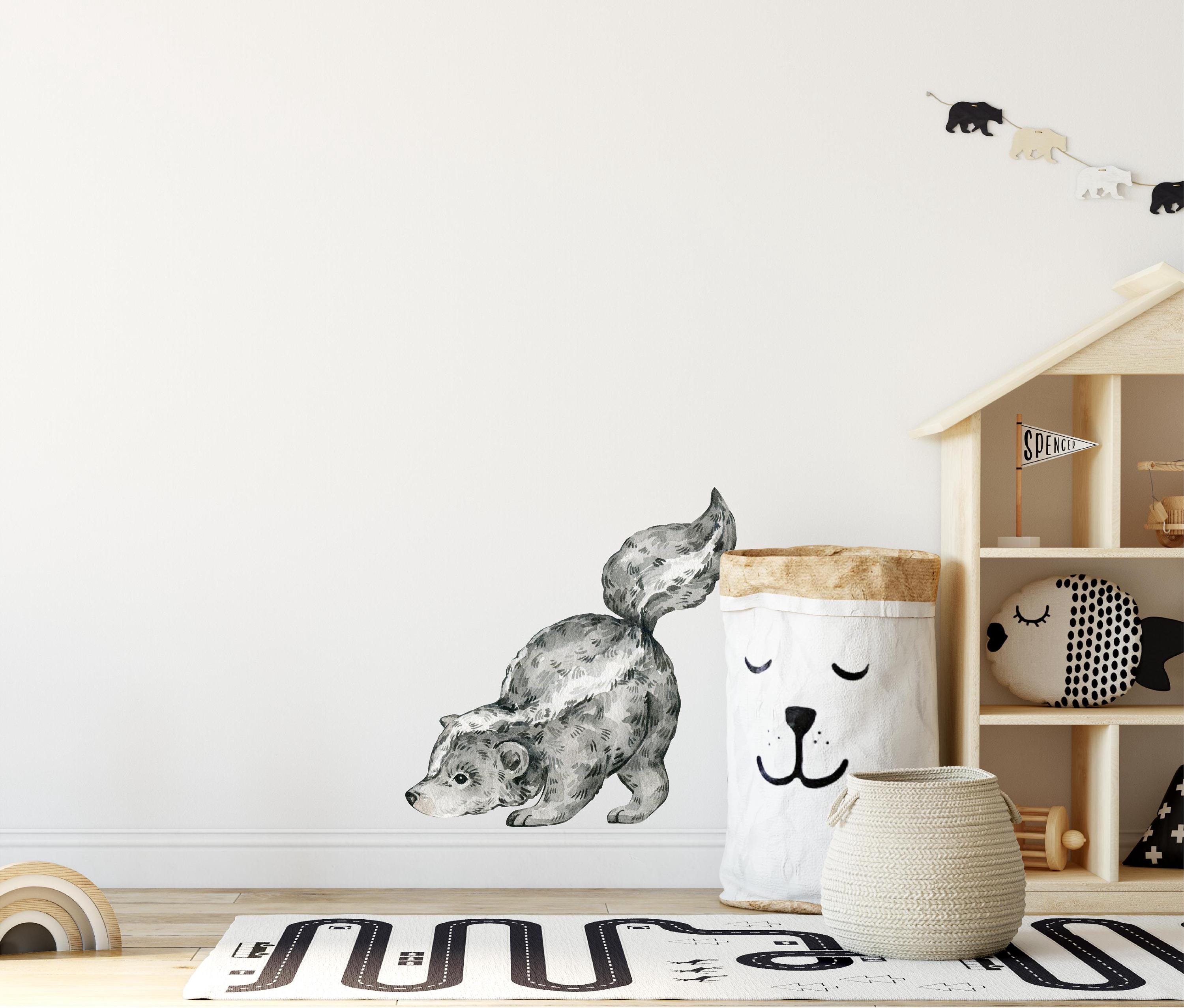 Whimsical Skunk Wall Decal Woodland Forest Animal Wildlife Removable Peel and Stick Fabric Nursery Decor