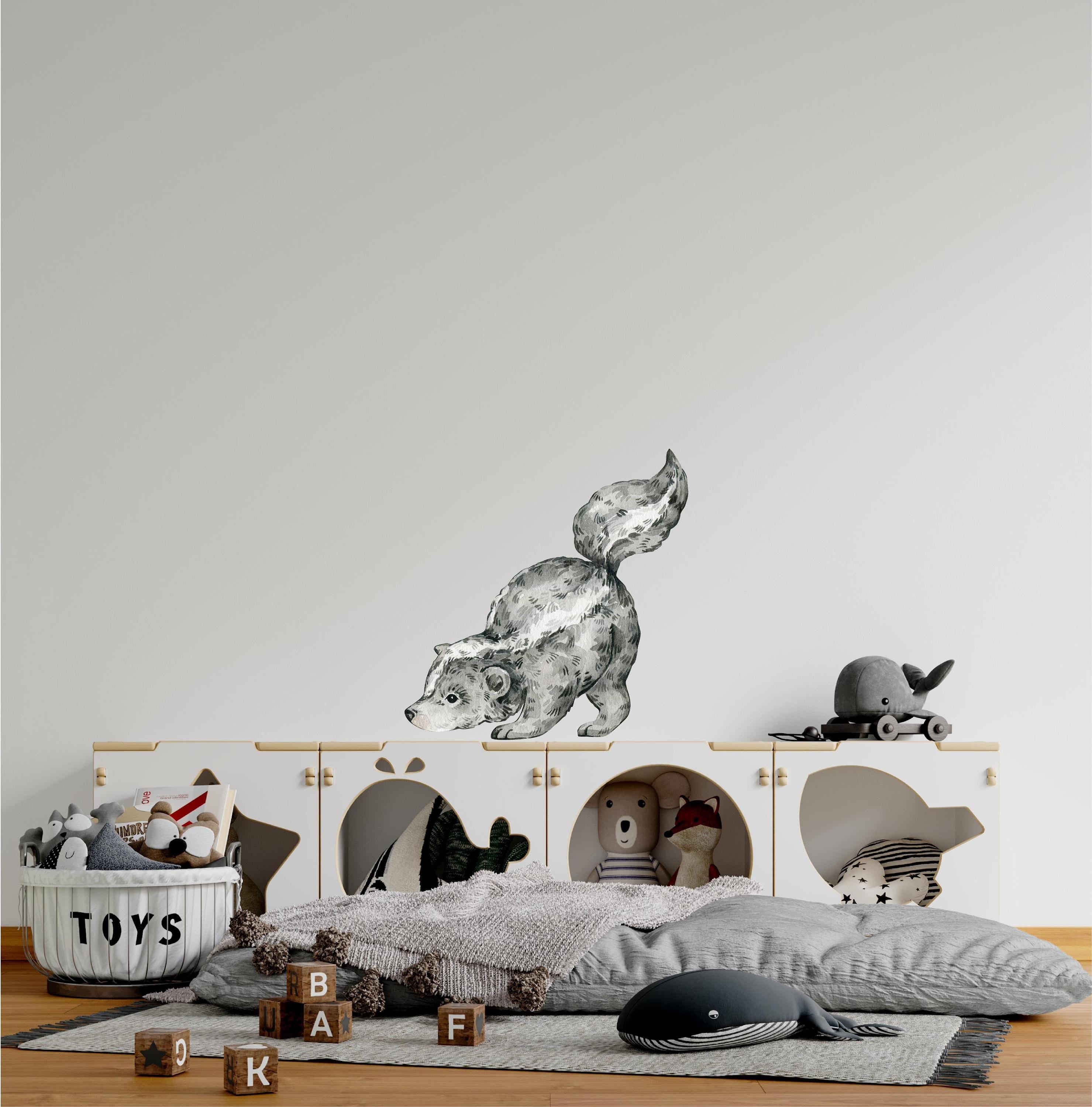 Whimsical Skunk Wall Decal Woodland Forest Animal Wildlife Removable Peel and Stick Fabric Nursery Decor