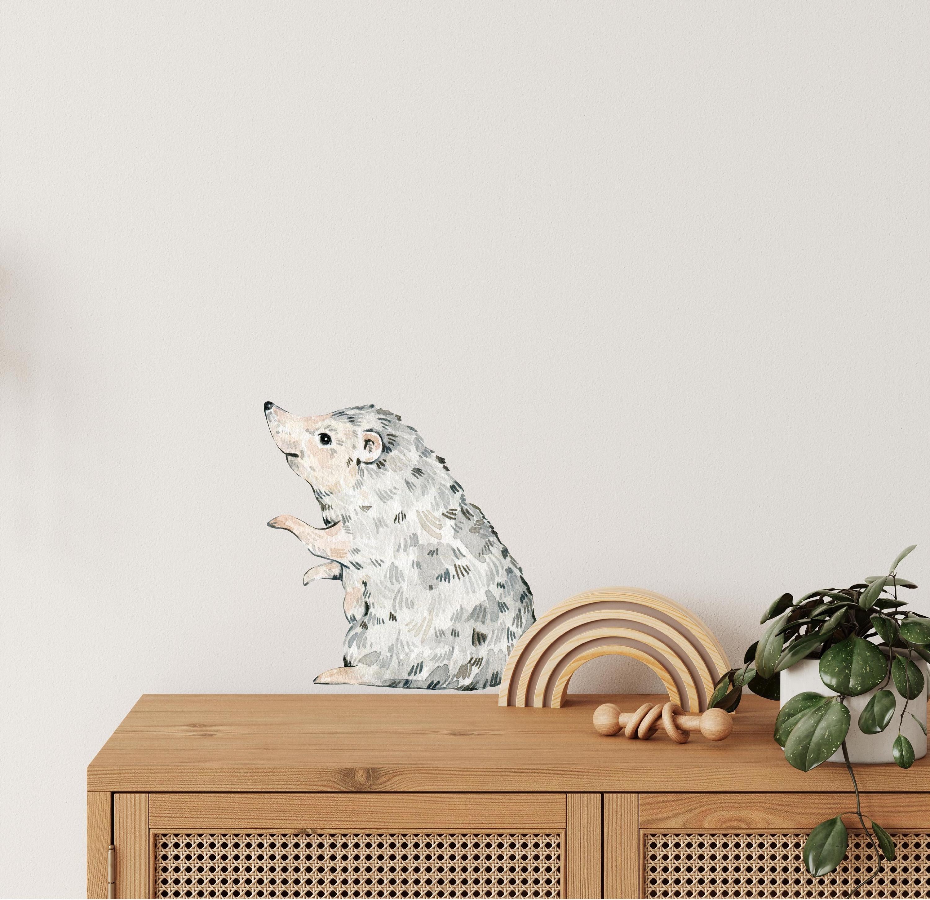 Whimsical Hedgehog Wall Decal Woodland Forest Animal Wildlife Removable Peel and Stick Fabric Nursery Decor
