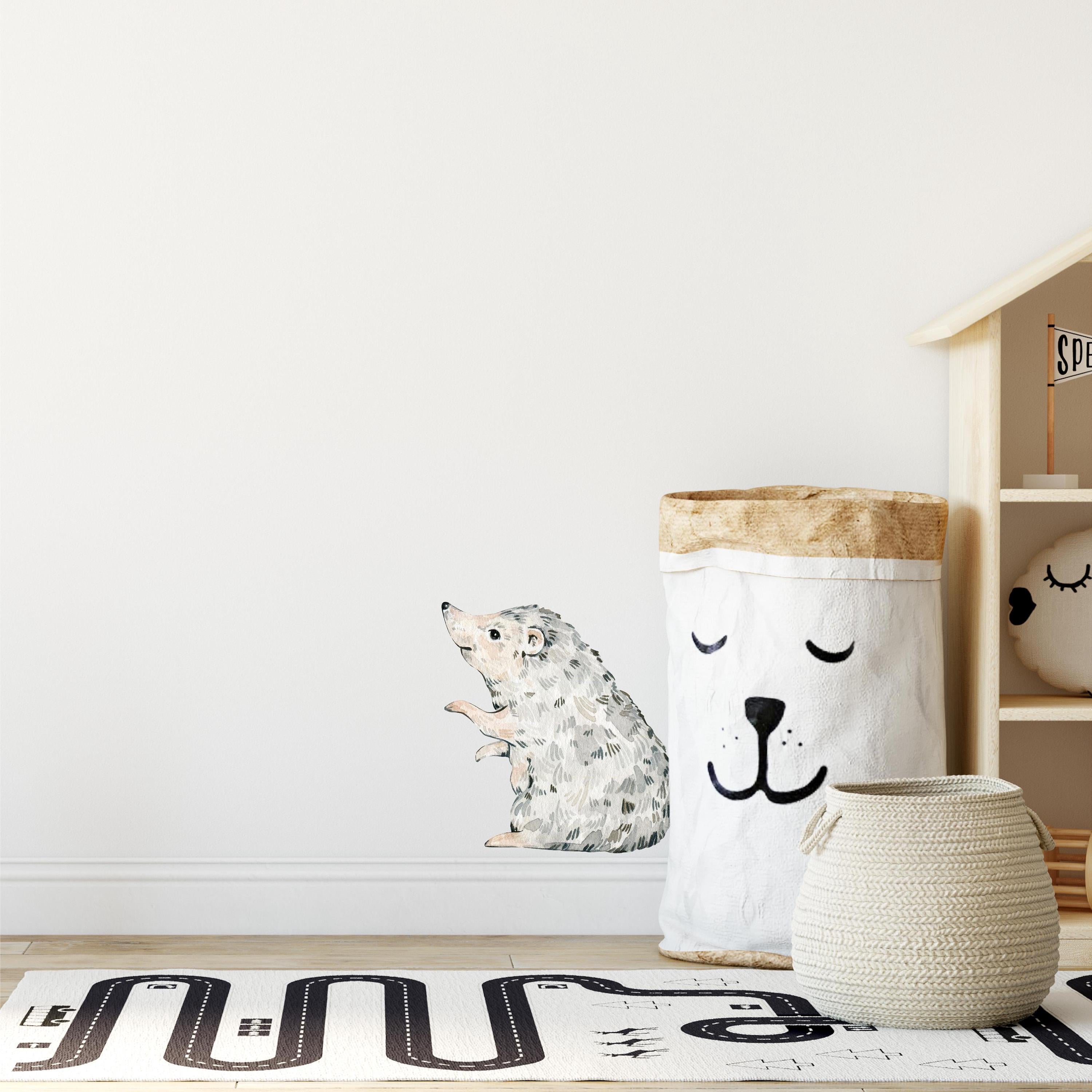 Whimsical Hedgehog Wall Decal Woodland Forest Animal Wildlife Removable Peel and Stick Fabric Nursery Decor