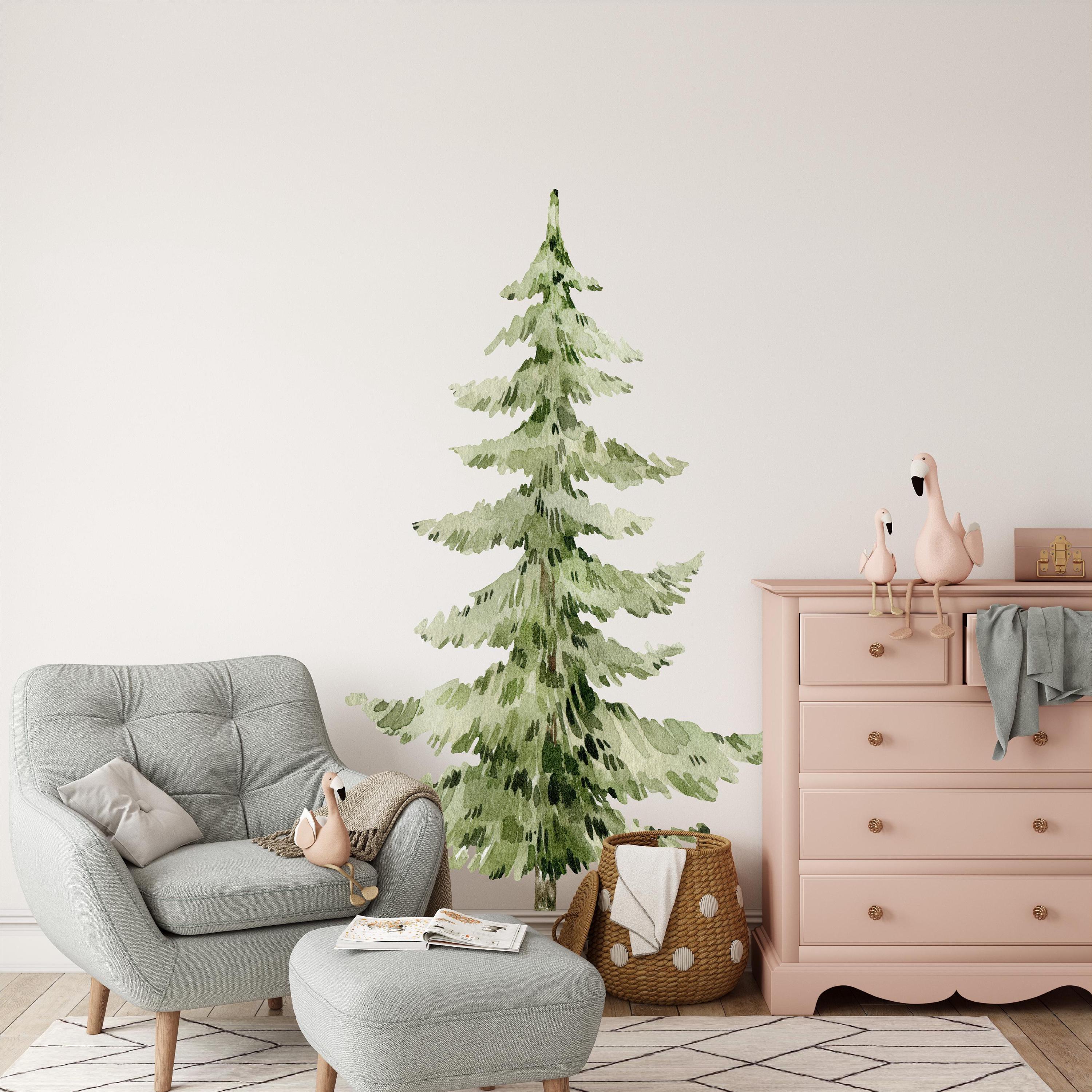 Woodland Tree Fabric Wall Decal, Woodland Forest, Repositionable Pine Tree Decal, Removable, Peel and Stick, Woodland Nursery Decor