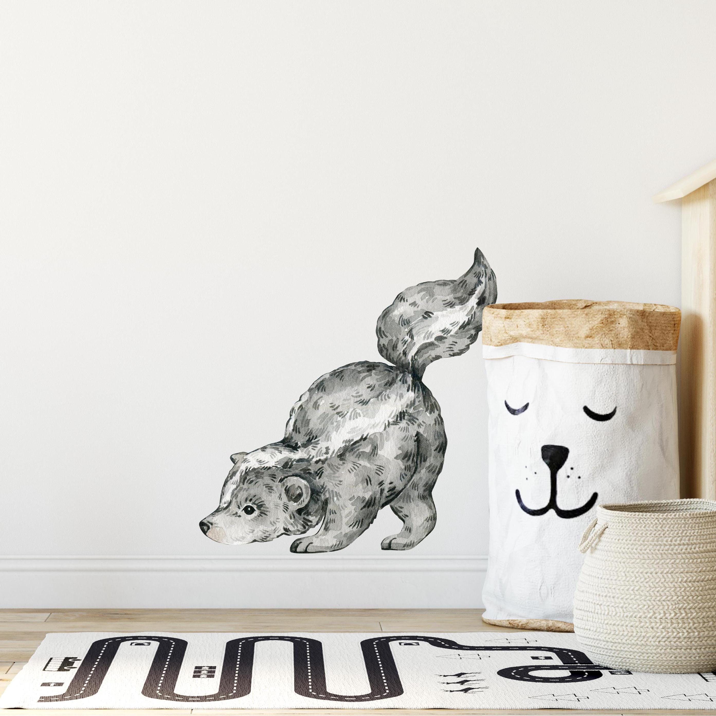 Whimsical Skunk Wall Decal Woodland Forest Animal Wildlife Removable Peel and Stick Fabric Nursery Decor