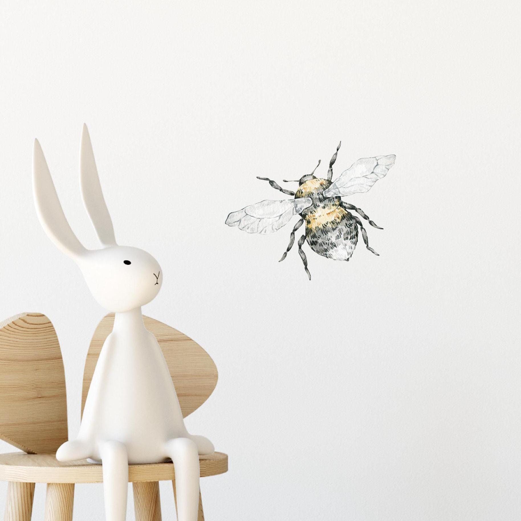 Whimsical Bumblebee Wall Decal Bumble Bee Removable Peel and Stick Adhesive Fabric Nursery Decor