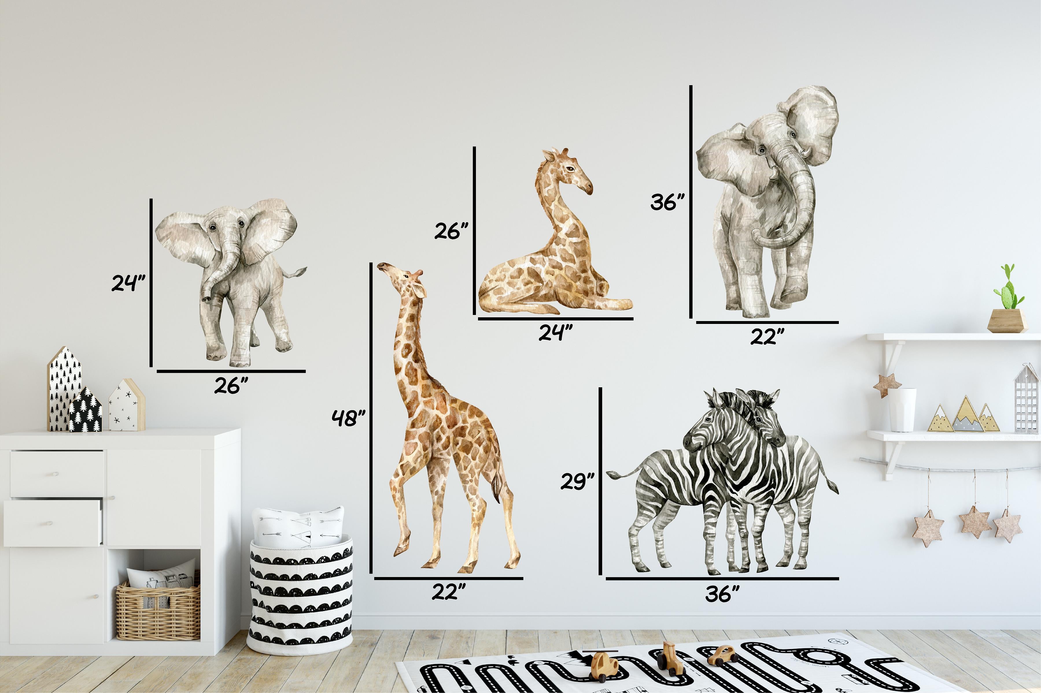African Safari Animals Wall Decal Set of 5 Removable Fabric Wall Sticker | DecalBaby