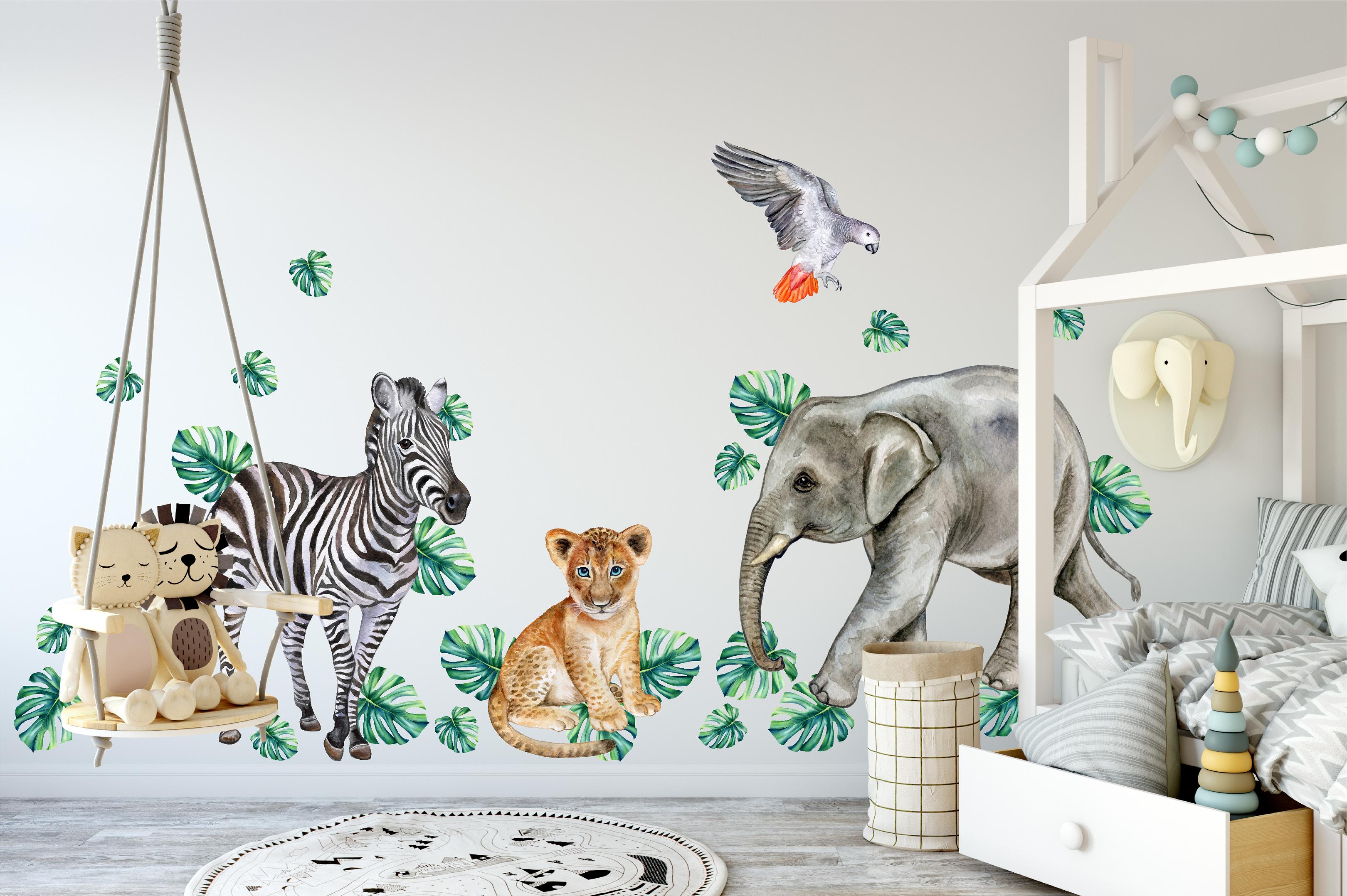 African Safari Animals Wall Decal Set Removable Fabric Wall Sticker | DecalBaby