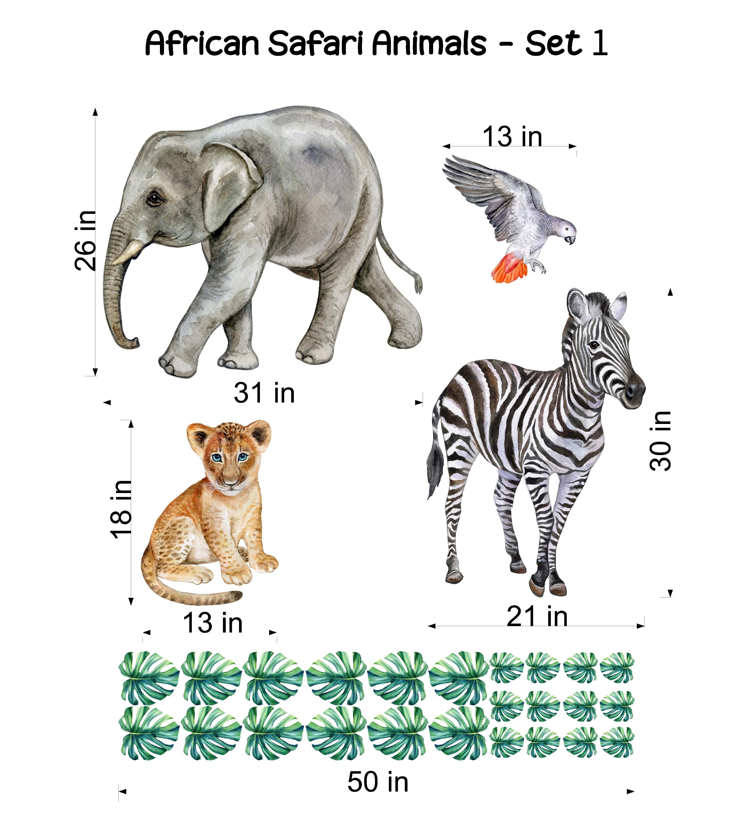 African Safari Animals Wall Decal Set Removable Fabric Wall Sticker | DecalBaby