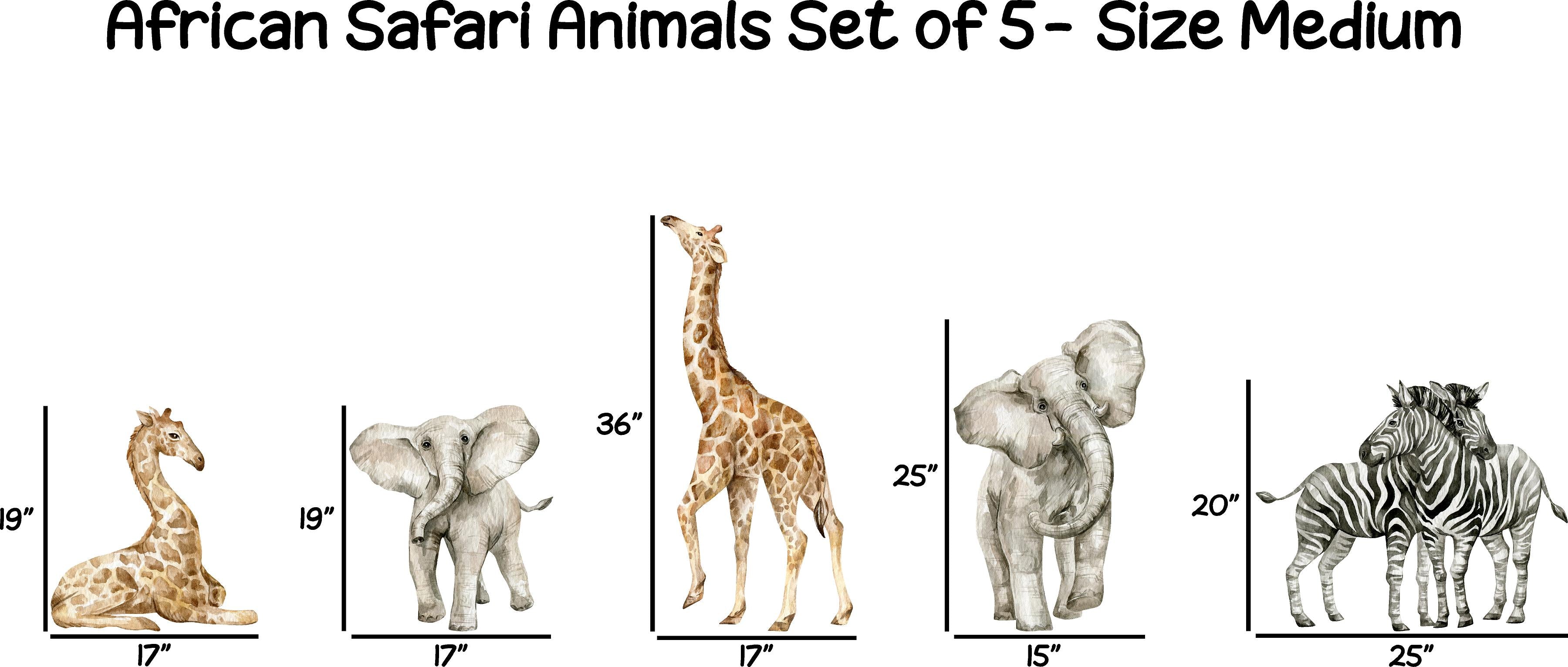 African Safari Animals Wall Decal Set of 5 Removable Fabric Wall Sticker | DecalBaby