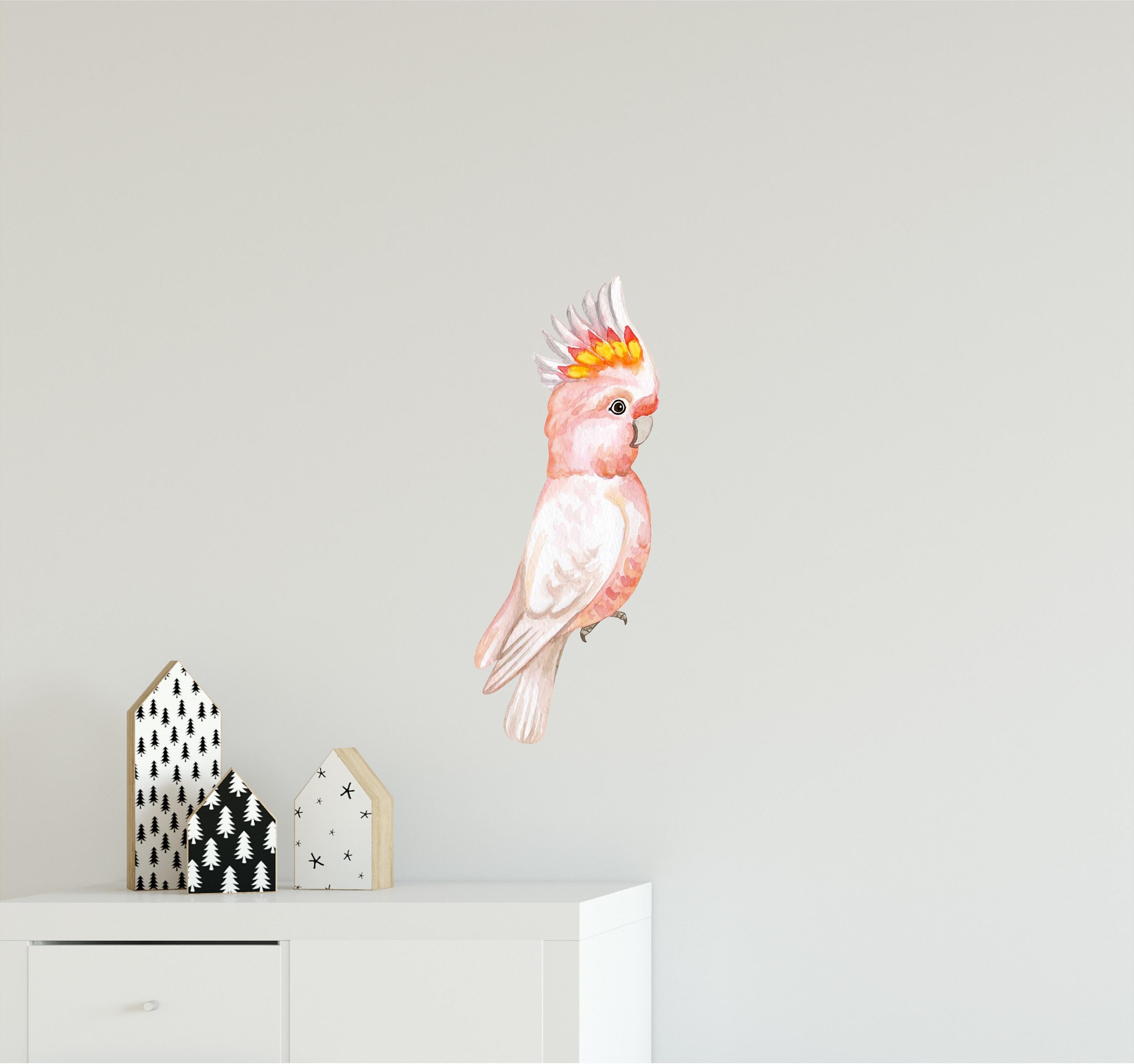 Baby Pink Cockatoo Parrot Wall Decal Safari Removable Fabric Wall Sticker | DecalBaby
