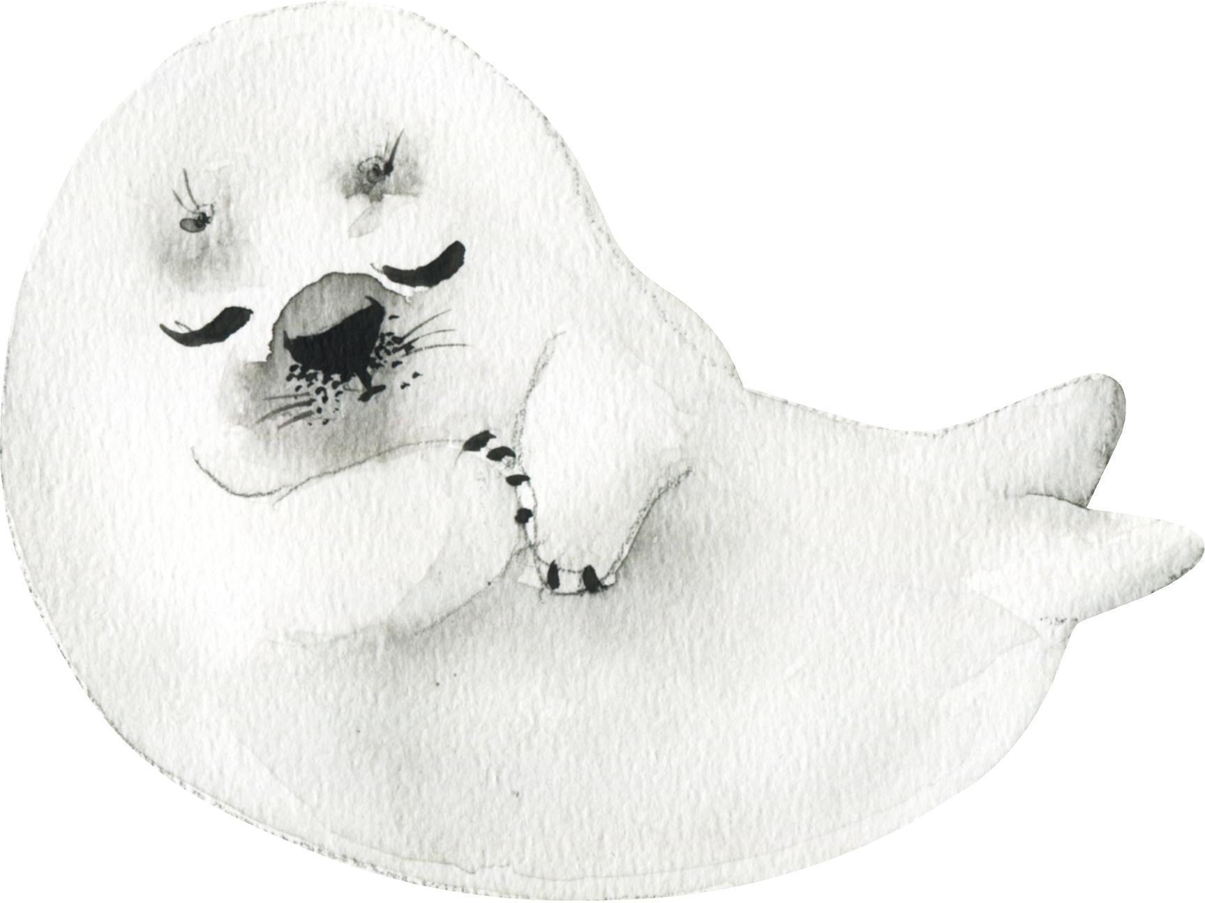 Watercolor Baby Seal Wall Decal Removable Fabric Vinyl Cute Sea Animal Wall Sticker Nursery Decor